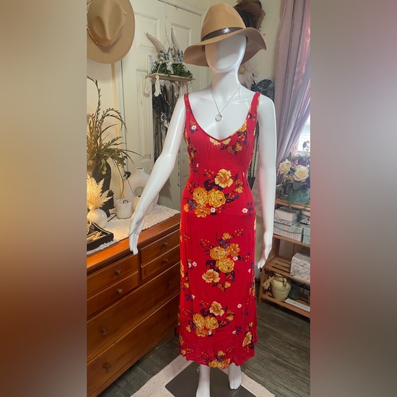Free People Red and Yellow Floral  maxi Dress - Picture 6 of 11